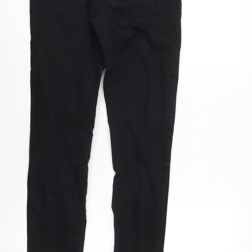 H&M Womens Black Cotton Blend Tapered Jeans Size 6 L31 in Regular Zip