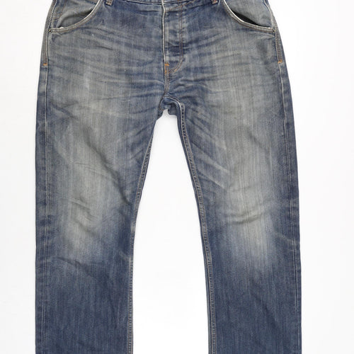 Crosshatch Mens Blue Cotton Straight Jeans Size 38 in L29 in Regular Button