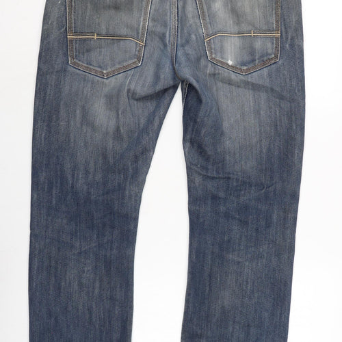 Crosshatch Mens Blue Cotton Straight Jeans Size 38 in L29 in Regular Button