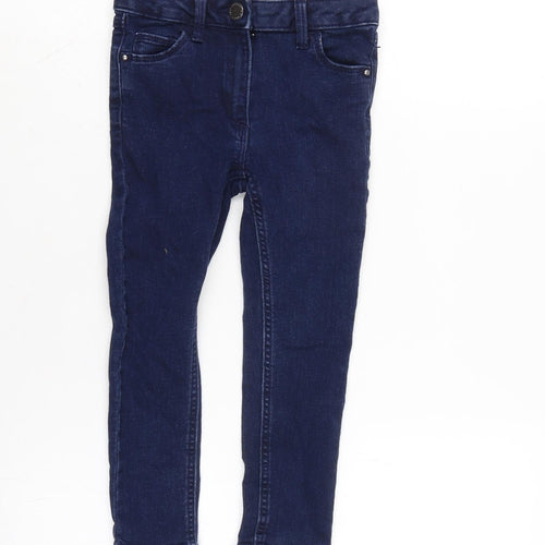 NEXT Girls Blue Cotton Straight Jeans Size 5 Years Regular Zip - Inside Leg 15in