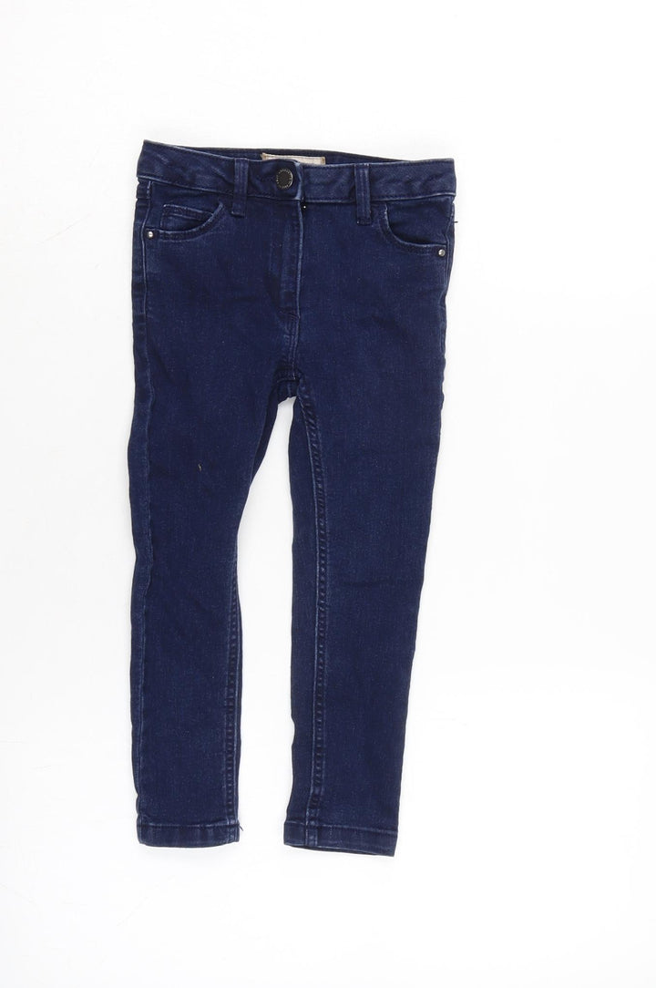 NEXT Girls Blue Cotton Straight Jeans Size 5 Years Regular Zip - Inside Leg 15in