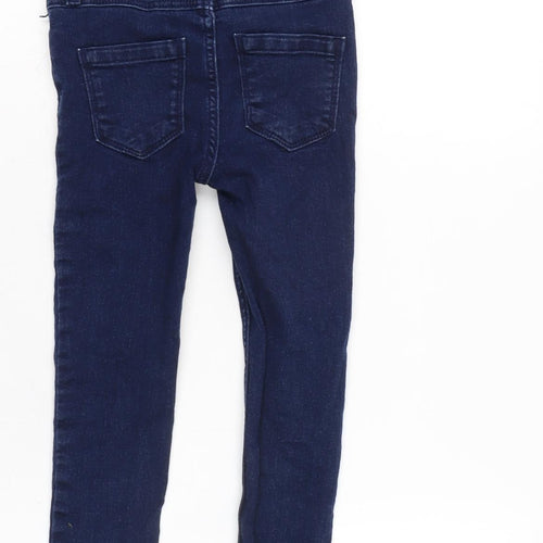NEXT Girls Blue Cotton Straight Jeans Size 5 Years Regular Zip - Inside Leg 15in