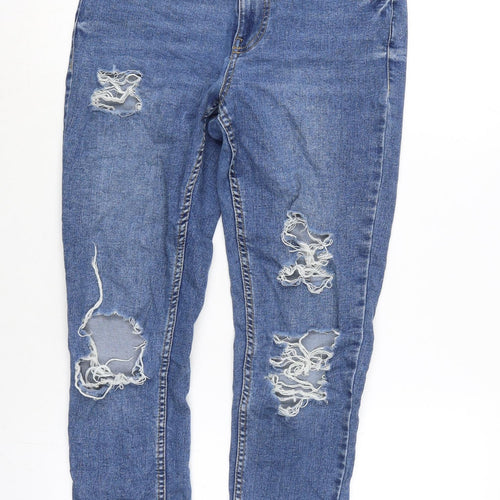 New Look Womens Blue Cotton Blend Tapered Jeans Size 10 L27 in Regular Zip