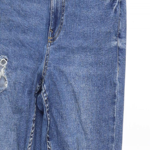 New Look Womens Blue Cotton Blend Tapered Jeans Size 10 L27 in Regular Zip