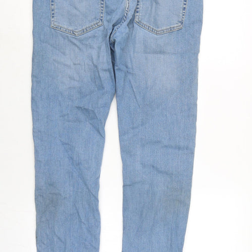 Topman Mens Blue Cotton Blend Flared Jeans Size 32 in L31 in Regular Button