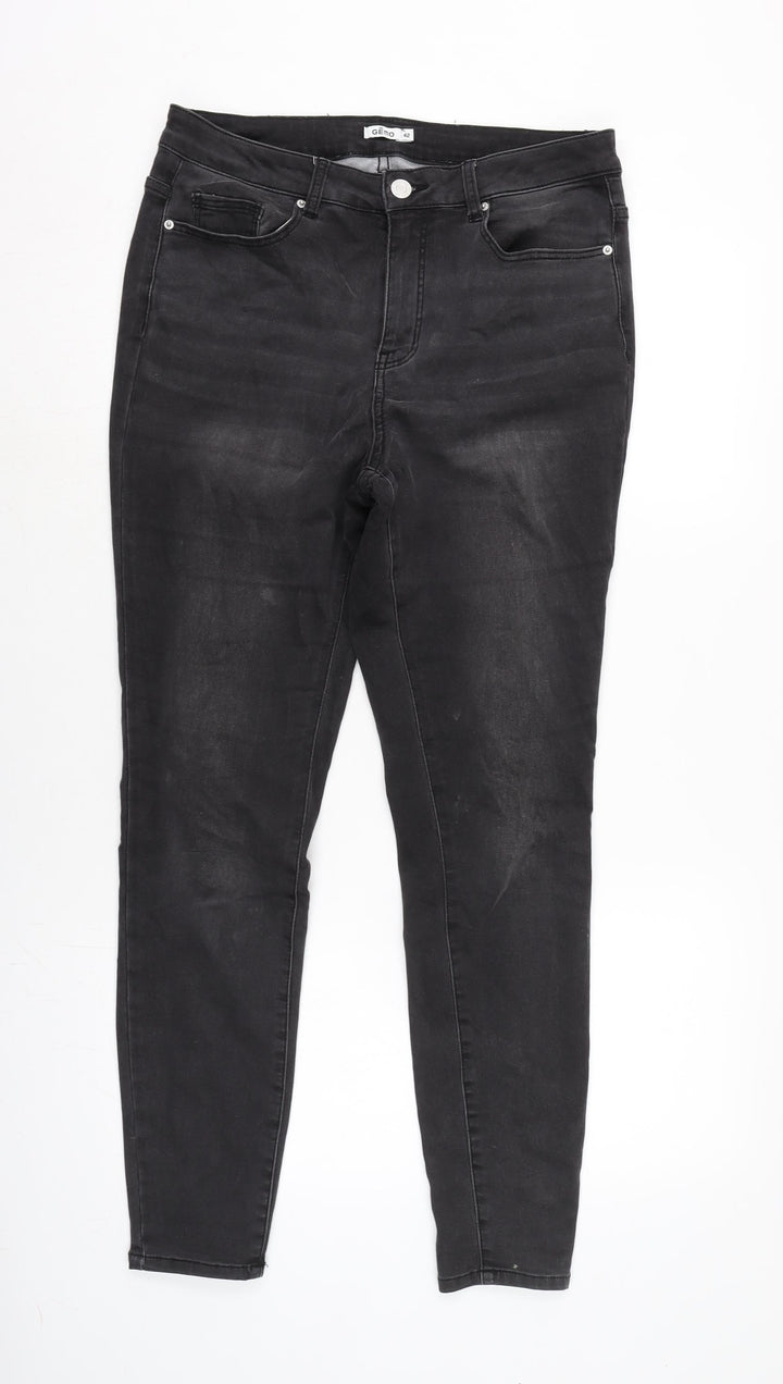 Gemo Womens Grey Cotton Blend Tapered Jeans Size 32 in L28.5 in Regular Zip