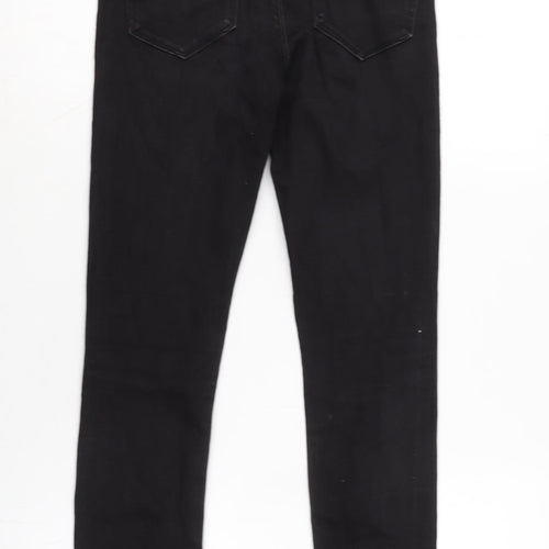 ASOS Womens Black Cotton Blend Tapered Jeans Size 25 in L26 in Regular Zip