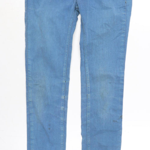 Pull&Bear Womens Blue Cotton Blend Tapered Jeans Size 4 L26.5 in Regular Zip