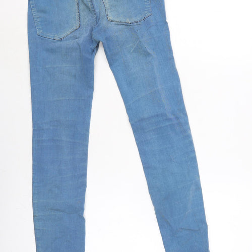 Pull&Bear Womens Blue Cotton Blend Tapered Jeans Size 4 L26.5 in Regular Zip