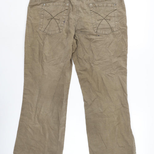 Fat Face Womens Beige Cotton Trousers Size 12 L28 in Regular Zip