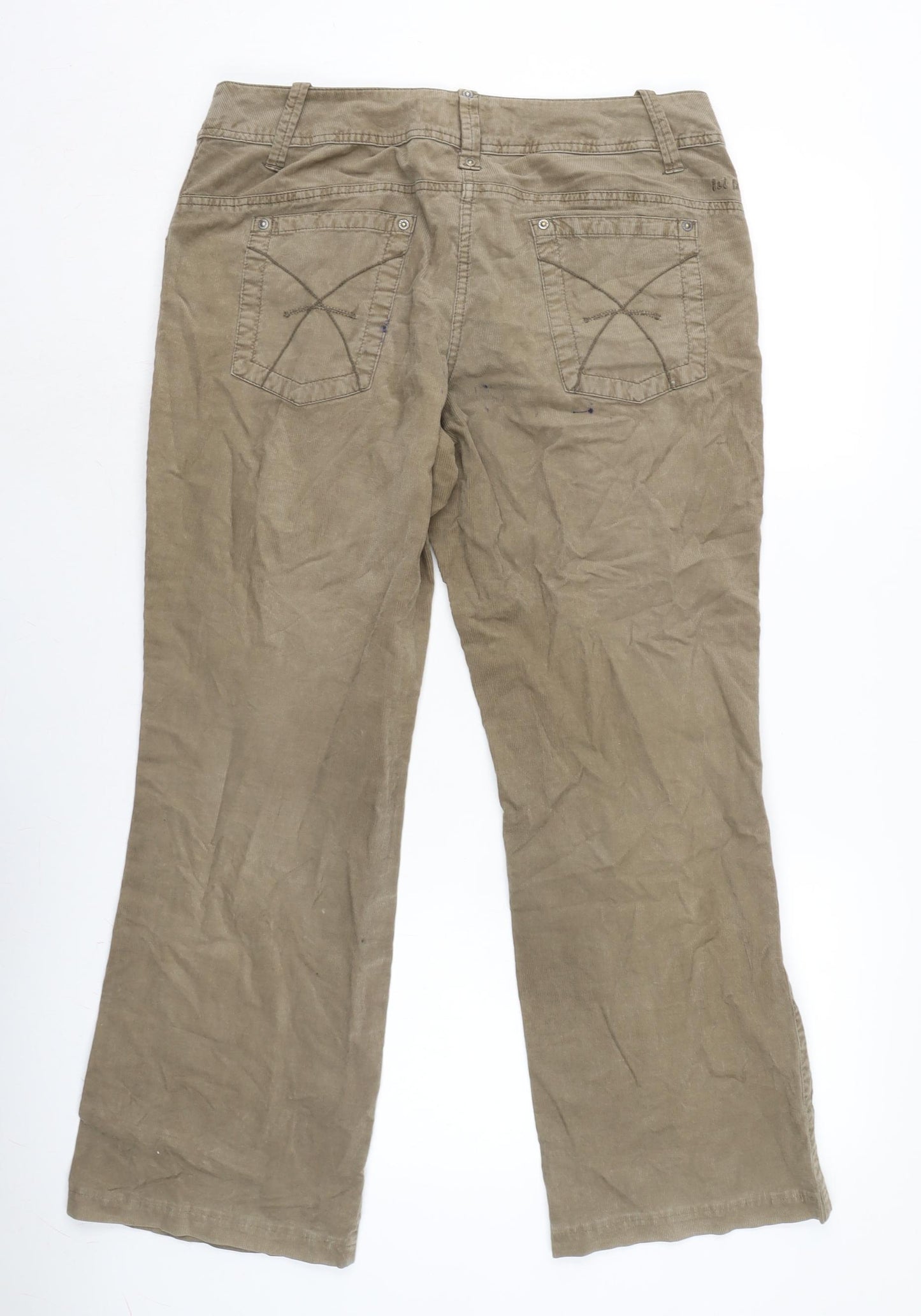 Fat Face Womens Beige Cotton Trousers Size 12 L28 in Regular Zip