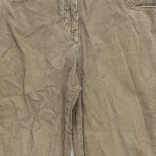 Fat Face Womens Beige Cotton Trousers Size 12 L28 in Regular Zip