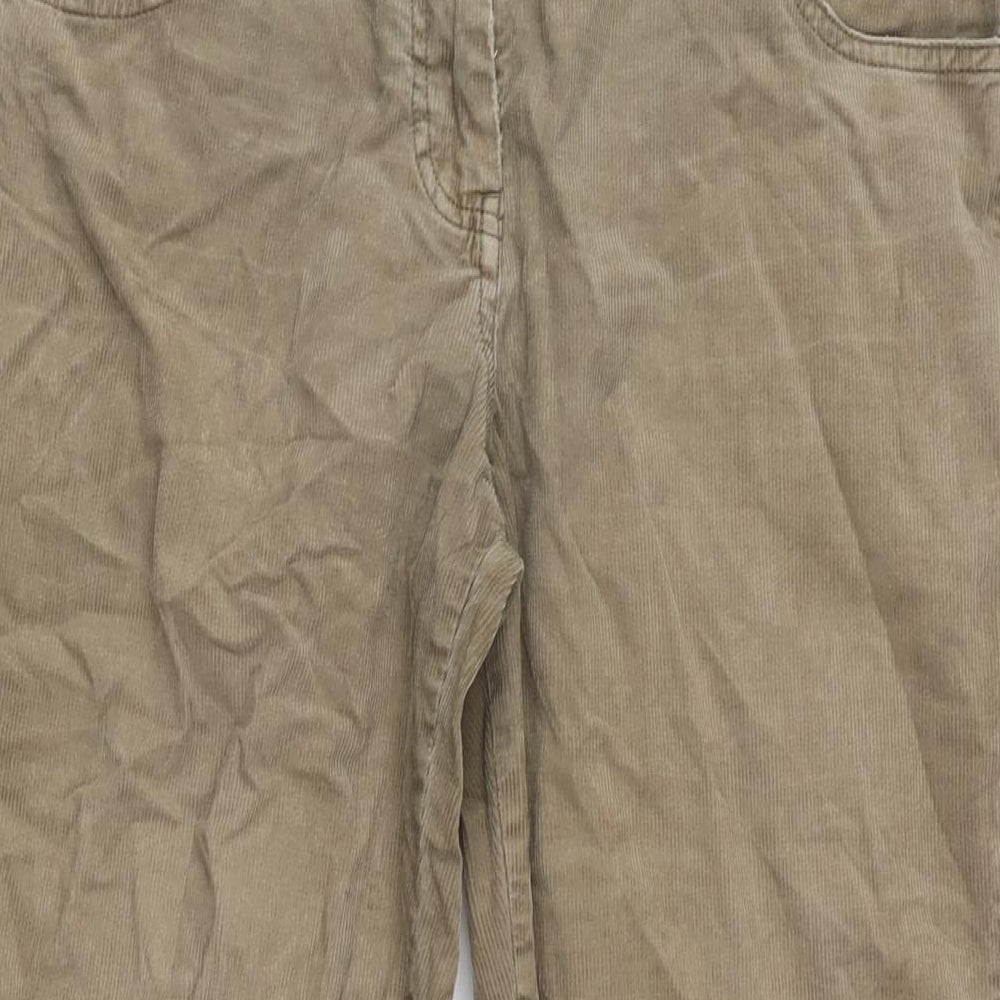 Fat Face Womens Beige Cotton Trousers Size 12 L28 in Regular Zip