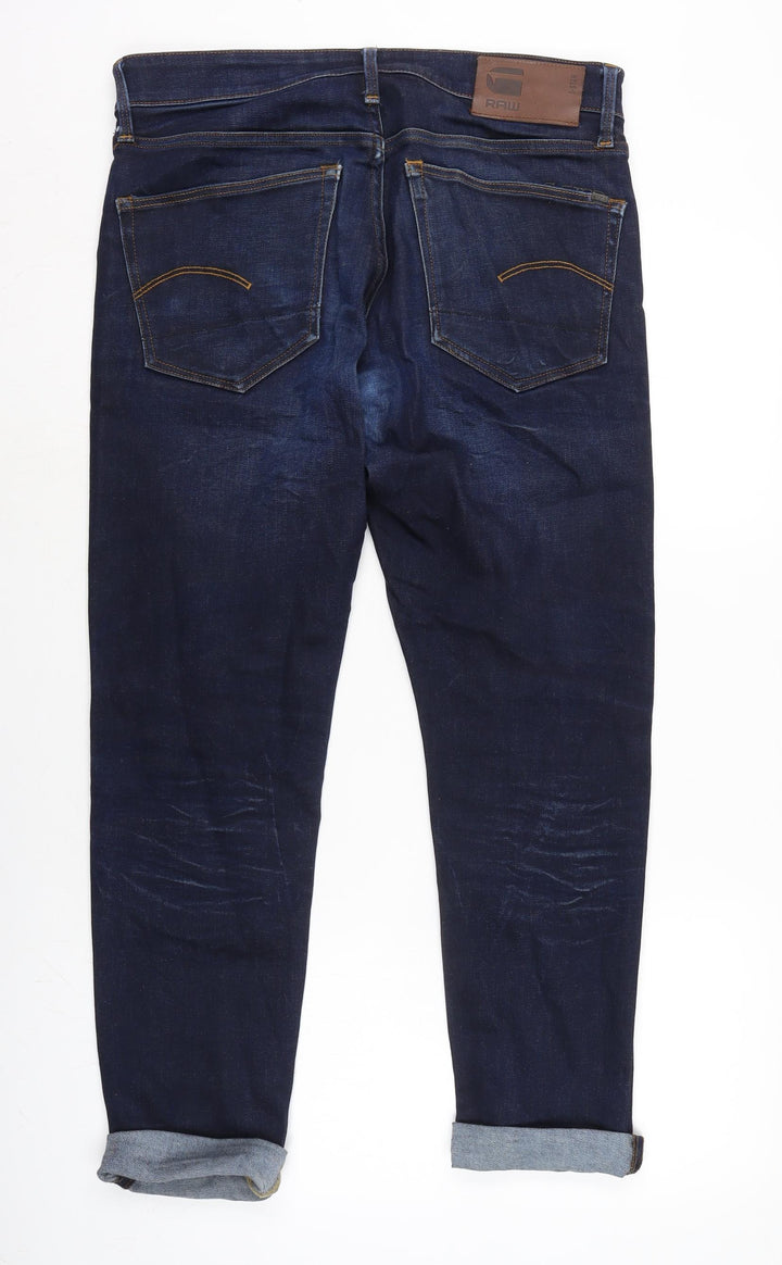 Raw 3301 Mens Blue Cotton Blend Tapered Jeans Size 34 in L31 in Regular Zip