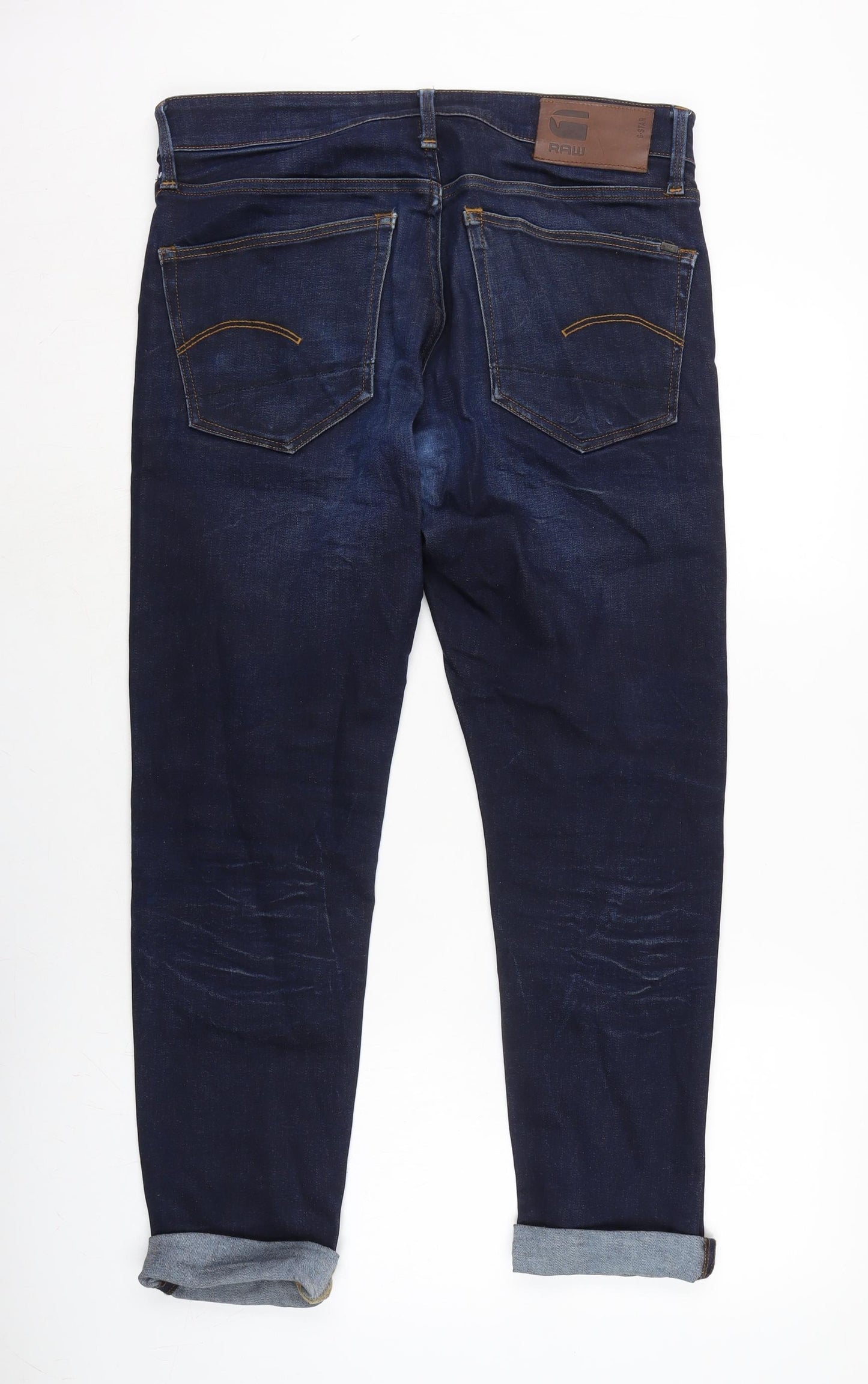 Raw 3301 Mens Blue Cotton Blend Tapered Jeans Size 34 in L31 in Regular Zip