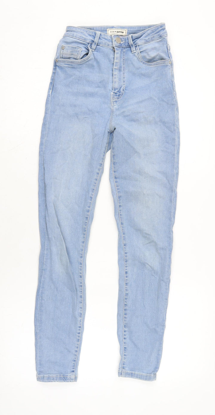 Denim Pimkie Womens Blue Cotton Blend Tapered Jeans Size 4 L26.5 in Regular Zip