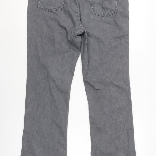 Per Una Womens Grey Cotton Blend Bootcut Jeans Size 14 L31 in Regular Zip