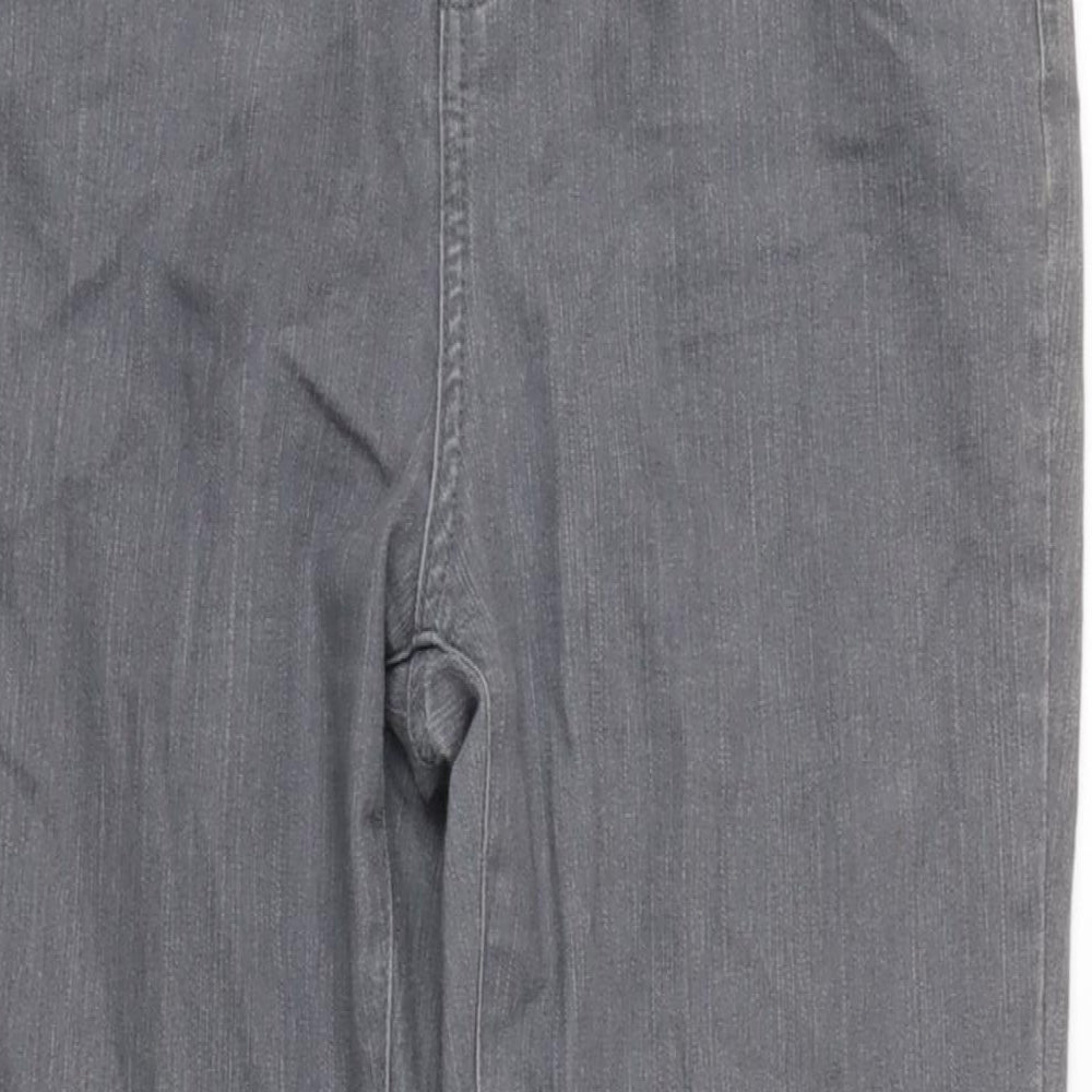 Per Una Womens Grey Cotton Blend Bootcut Jeans Size 14 L31 in Regular Zip