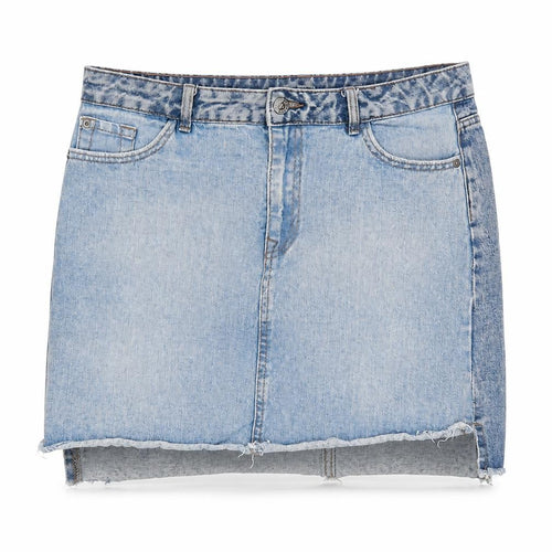 New Look Womens Blue Cotton A-Line Skirt Size 14 Zip - Distressed