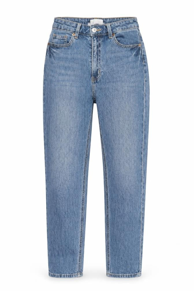 H&M Womens Blue Cotton Blend Straight Jeans Size 8 L26 in Regular Zip