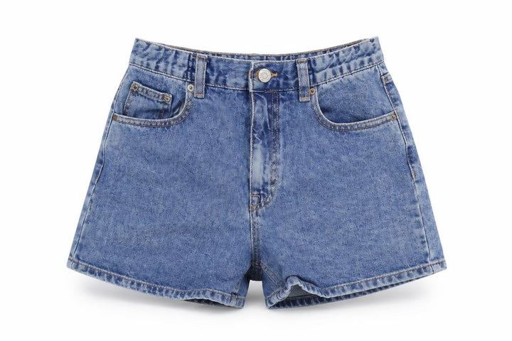 Pull&Bear Womens Blue Cotton Basic Shorts Size 8 Regular Zip