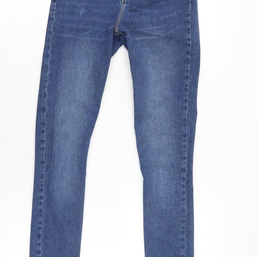 FOREVER 21 Womens Blue Cotton Blend Tapered Jeans Size 4 L30 in Regular Zip
