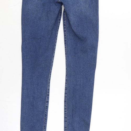 FOREVER 21 Womens Blue Cotton Blend Tapered Jeans Size 4 L30 in Regular Zip