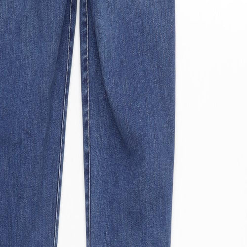 FOREVER 21 Womens Blue Cotton Blend Tapered Jeans Size 4 L30 in Regular Zip
