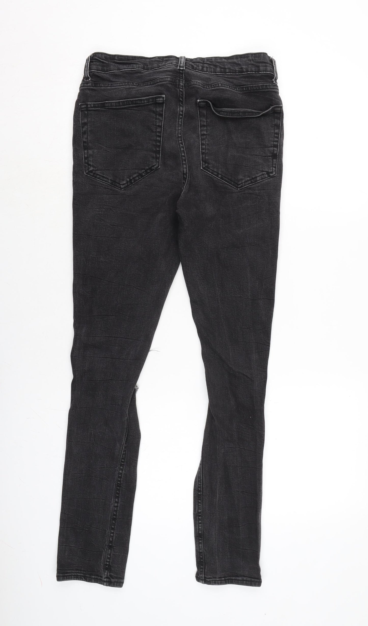 New Look Mens Grey Cotton Blend Tapered Jeans Size 32 in L32 in Regular Zip