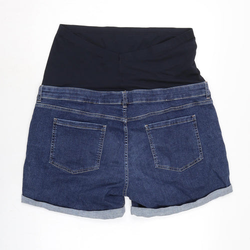 Marks and Spencer Womens Blue Cotton Boyfriend Shorts Size 20 Regular Button