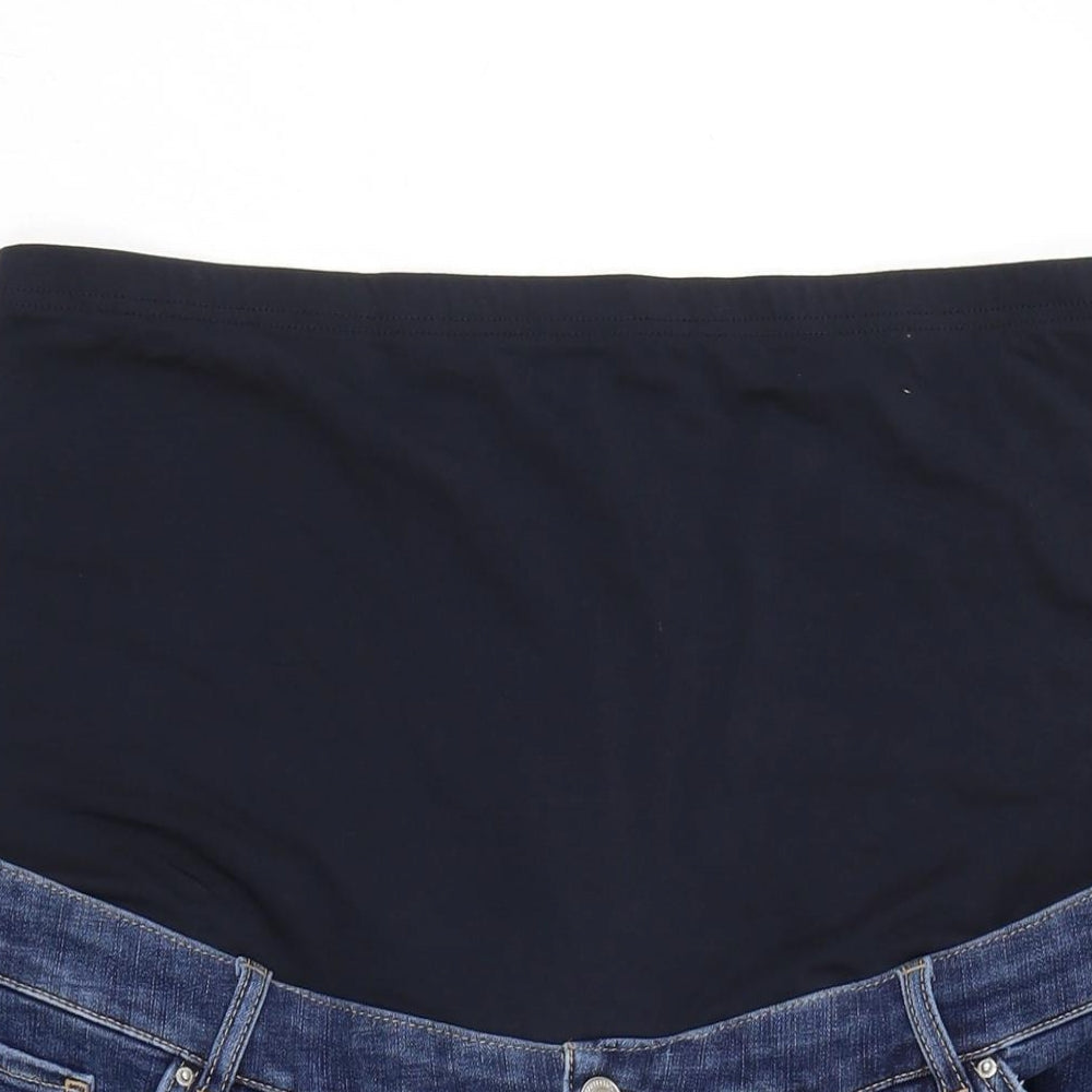 Marks and Spencer Womens Blue Cotton Boyfriend Shorts Size 20 Regular Button