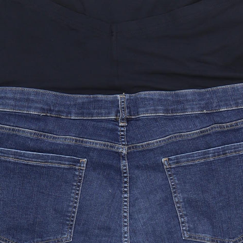 Marks and Spencer Womens Blue Cotton Boyfriend Shorts Size 20 Regular Button