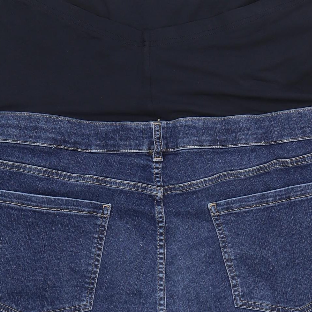 Marks and Spencer Womens Blue Cotton Boyfriend Shorts Size 20 Regular Button
