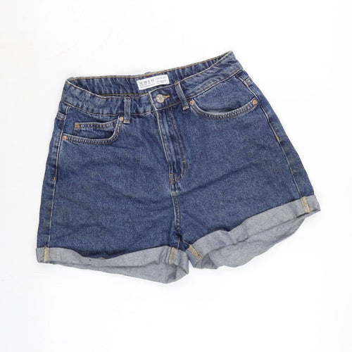 Denim & Co. Womens Blue Cotton Boyfriend Shorts Size 10 Regular Zip