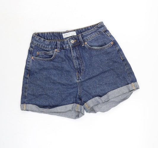 Denim & Co. Womens Blue Cotton Boyfriend Shorts Size 10 Regular Zip