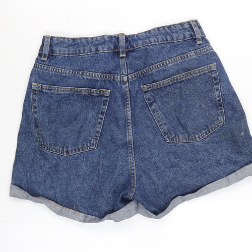 Denim & Co. Womens Blue Cotton Boyfriend Shorts Size 10 Regular Zip