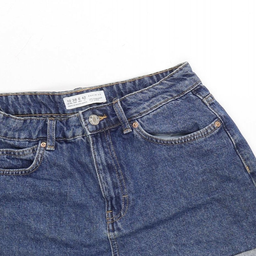 Denim & Co. Womens Blue Cotton Boyfriend Shorts Size 10 Regular Zip