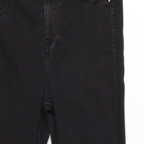 Dorothy Perkins Womens Grey Cotton Blend Straight Jeans Size 14 L22 in Regular Zip