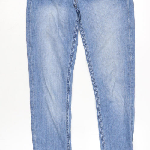 H&M Womens Blue Cotton Blend Tapered Jeans Size 28 in L32 in Regular Zip