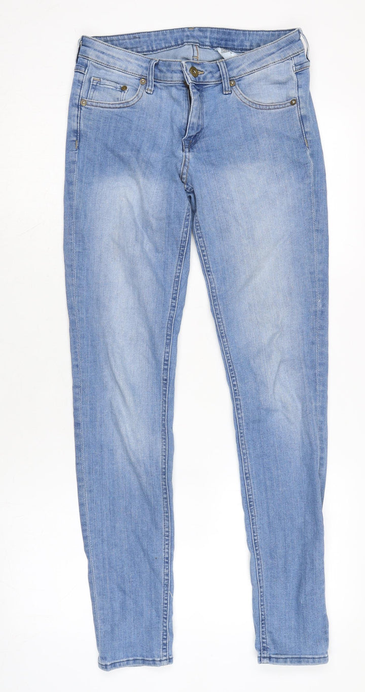 H&M Womens Blue Cotton Blend Tapered Jeans Size 28 in L32 in Regular Zip