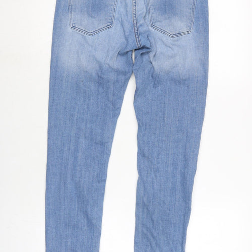 H&M Womens Blue Cotton Blend Tapered Jeans Size 28 in L32 in Regular Zip