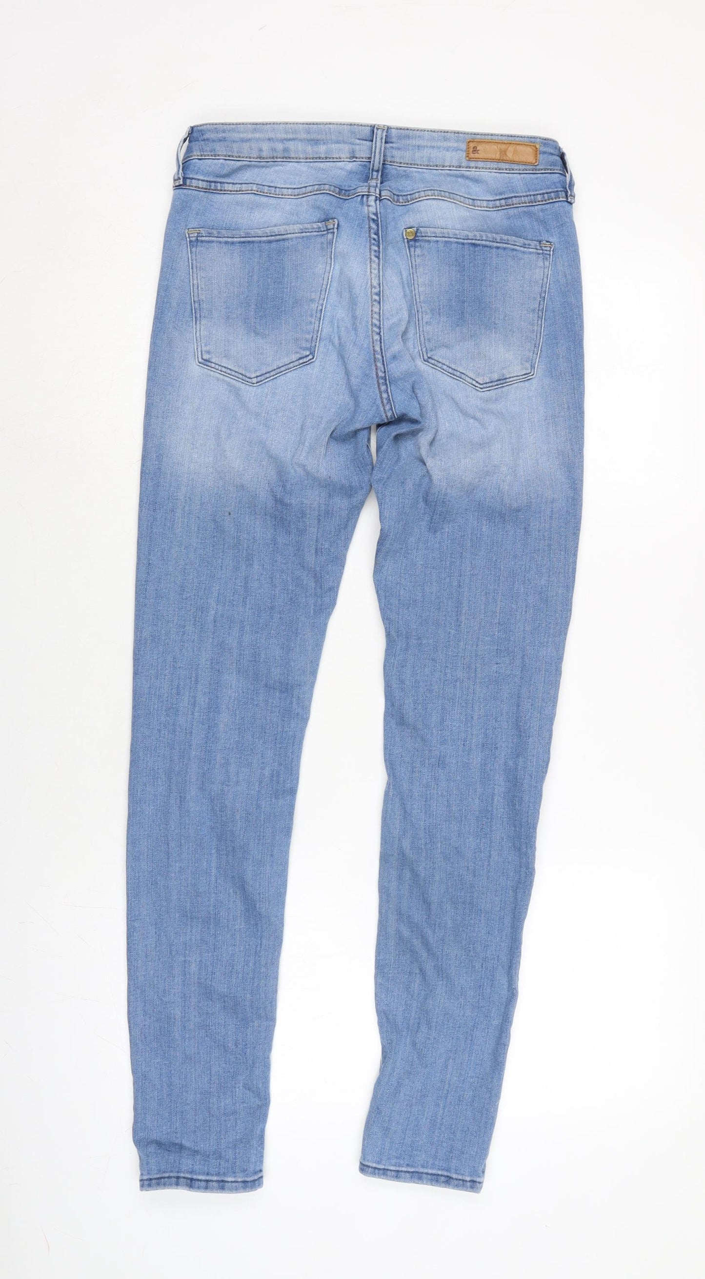 H&M Womens Blue Cotton Blend Tapered Jeans Size 28 in L32 in Regular Zip