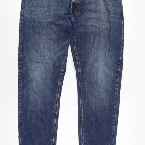 NEXT Mens Blue Cotton Blend Straight Jeans Size 32 in L29 in Slim Zip