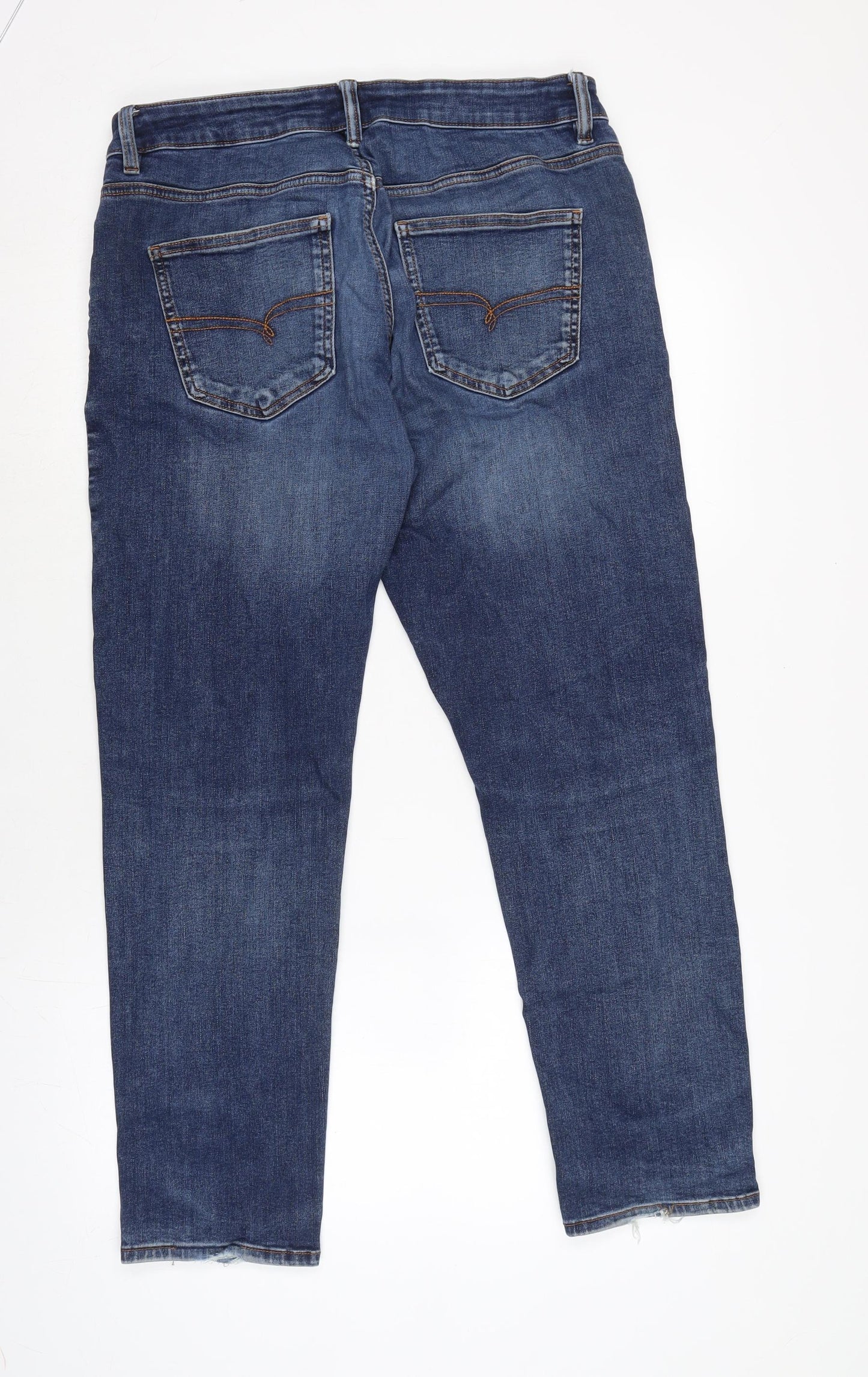 NEXT Mens Blue Cotton Blend Straight Jeans Size 32 in L29 in Slim Zip