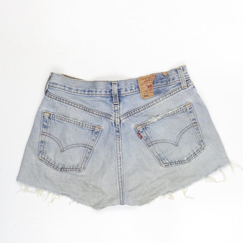 Levis Womens Blue Cotton Culotte Shorts Size 28 in Regular Button - Part of badge on back missing.