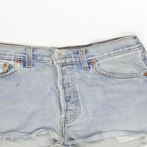 Levis Womens Blue Cotton Culotte Shorts Size 28 in Regular Button - Part of badge on back missing.