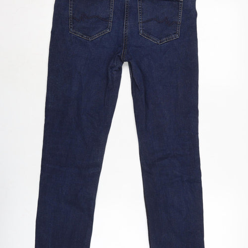 NEXT Womens Blue Cotton Blend Straight Jeans Size 12 L29 in Slim Zip