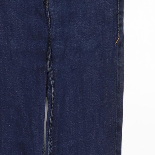NEXT Womens Blue Cotton Blend Straight Jeans Size 12 L29 in Slim Zip