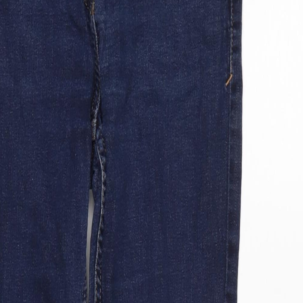 NEXT Womens Blue Cotton Blend Straight Jeans Size 12 L29 in Slim Zip