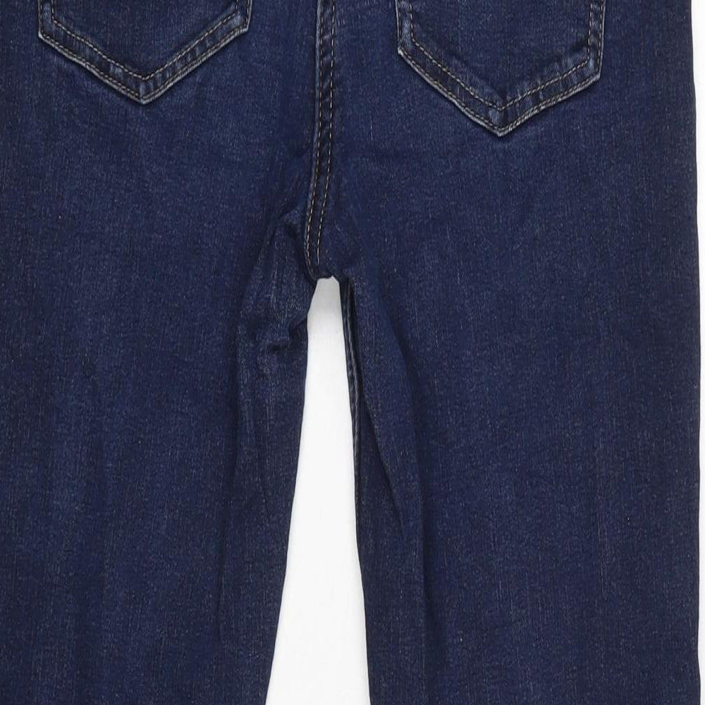 NEXT Womens Blue Cotton Blend Straight Jeans Size 12 L29 in Slim Zip